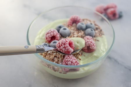 Smoothie bowl with frozen berriesの写真素材