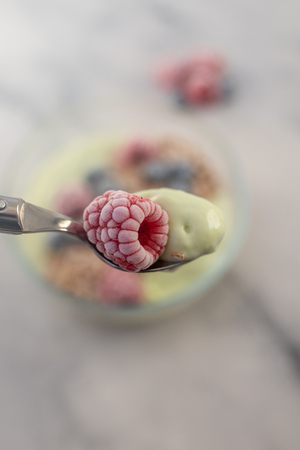 Smoothie bowl with frozen berriesの写真素材