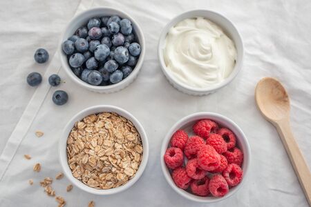 Greek yogurt granola with berriesの写真素材