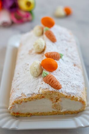 Easter sponge roll with carrots