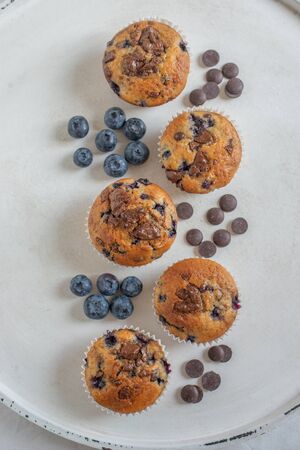 Chocolate blueberry muffinsの写真素材