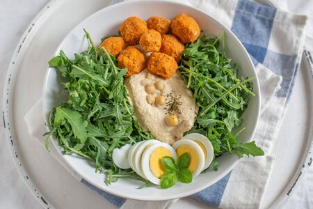 Vegan lunch bowl, balanced healthy eating buddha bowlの写真素材