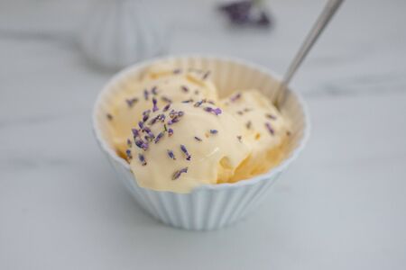 Lavender vanilla ice creamの写真素材