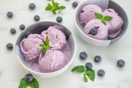 Home made blueberry ice creamの写真素材
