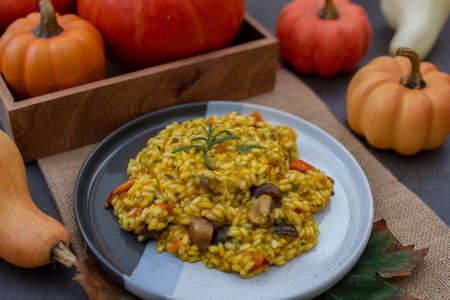 pumpkin risotto with chestnutの写真素材