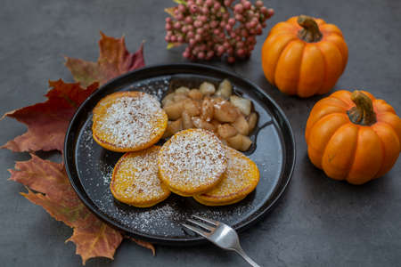 Pumpkin spice pancakesの写真素材