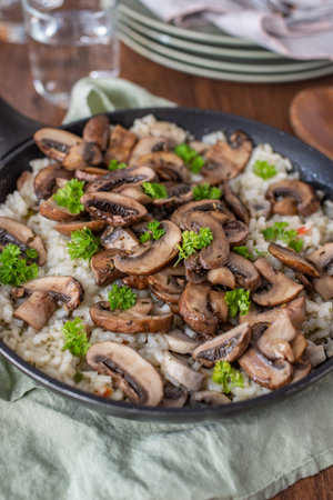 classic creamy mushroom risottoの写真素材