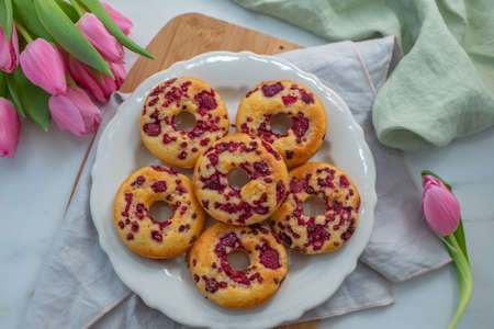 raspberry donutsの写真素材