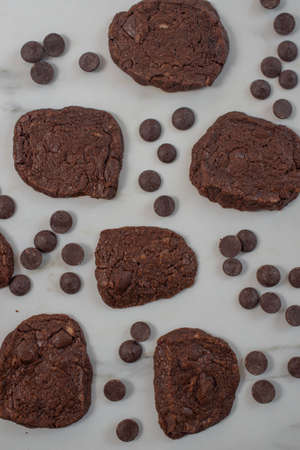 sweet home made chocolate brownie cookies on a tray
