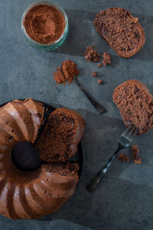 Chocolate covered pumpkin bundt cake