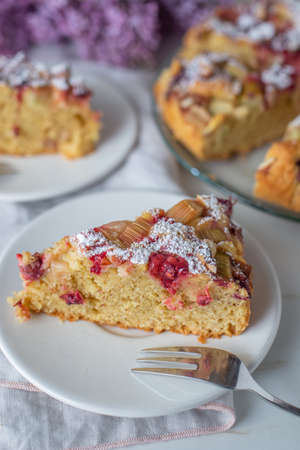 sweet home made pie with rhubarb