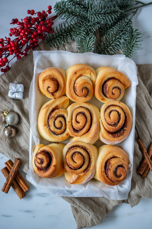 Cinnamon rolls or cinnamon homemade recipeの写真素材