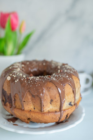 Homemade marble chocolate pound cake