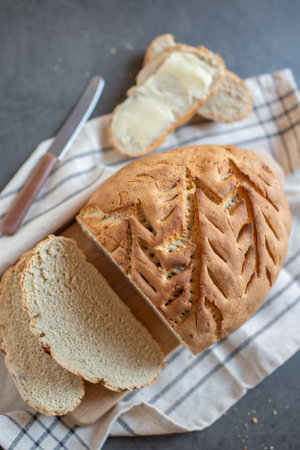 loaf of homemade whole grain bread