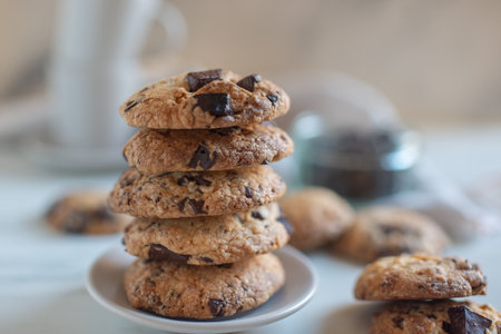 chocolate chip cookiesの写真素材