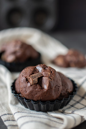 Double chocolate cookies with dark chocolate chips