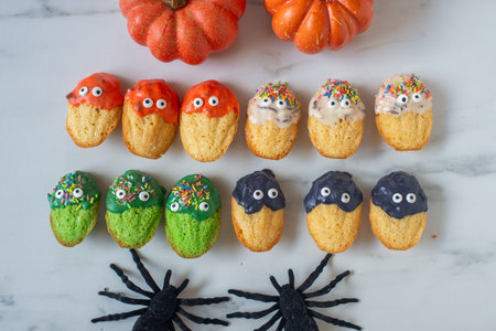 colorful french madeleine cookies for halloween