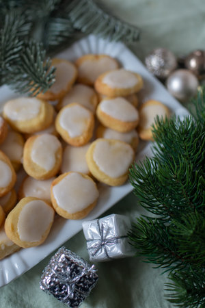 cookies in Christmas settingの写真素材