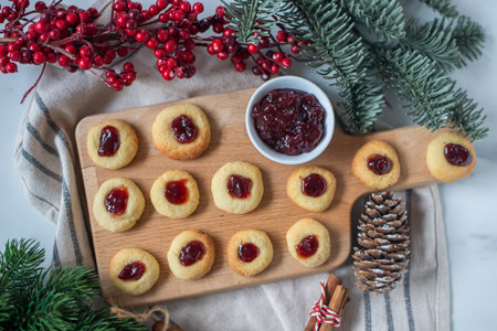 Homemade various Christmas cookiesの写真素材