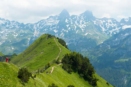the wonderful view from the mountains of stoos, Switzerland.の写真素材