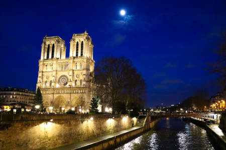beautiful night in Notre dam, France.のeditorial素材