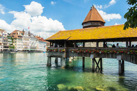 the beautiful bridge of lucerna, switzerlandのeditorial素材