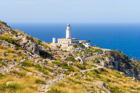 Lighthouse at Cape Formentor in the Coast of North Mallorca near sea Spainの写真素材