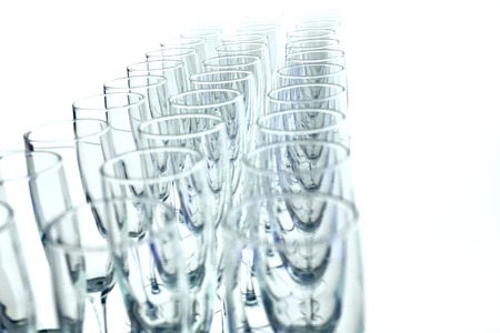 Rows of Empty Wine Glasses on the tableの写真素材