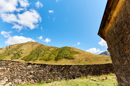 mountains in Georgia and blue skyの写真素材