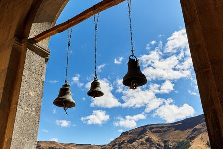 old bells on sky background in Georgiaの写真素材