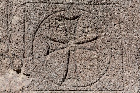 cross in stone in Georgiaの写真素材