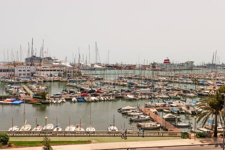 Palma de Mallorca, Mallorca, May, 13, 2015. many yachts and boats stand at the docks on a sunny dayの写真素材