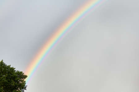 Double rainbow in the sky after rain sunny dayの写真素材