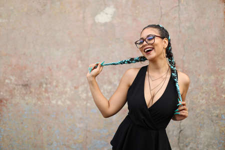 Latin Urban Playful Girl Smilingの写真素材
