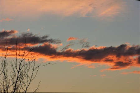an intense dawn in the skyの写真素材