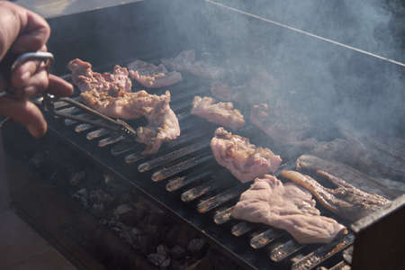 BBQ-smoke. Food background. Detail of the flames and smokeの写真素材