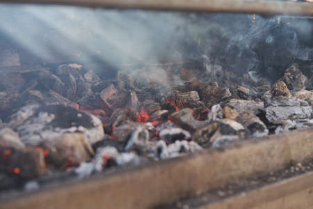 BBQ-smoke. Food background. Detail of the smokeの写真素材