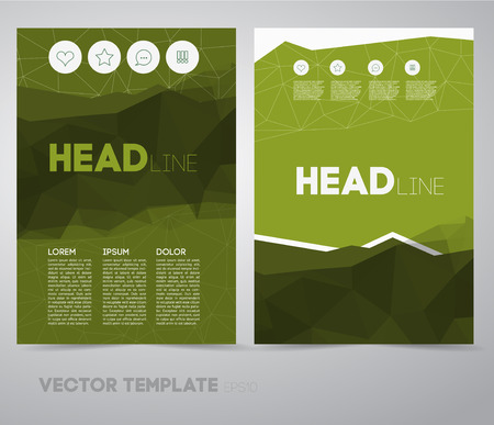 Set Abstract Vector Business Flyer / Brochure Design Template with Colorful Geometric Triangular Background in Polygon Style. With Business Publication, Web, Promotion or Bookのイラスト素材