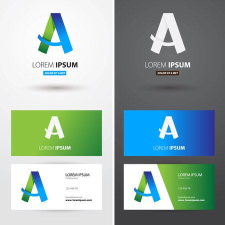 Business card with   text with different use cases. Two color side. Vector illustration.  のイラスト素材