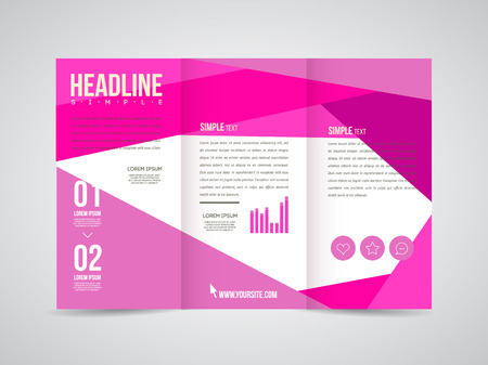 Modern Vector three fold brochure, leaflet, flyer design template for business with text and abstract signs.のイラスト素材