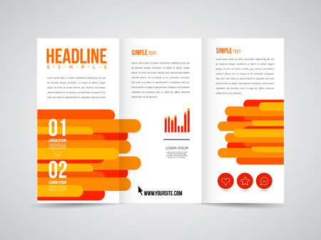 Modern Vector three fold brochure, leaflet, flyer design template for business with text and abstract signs.のイラスト素材