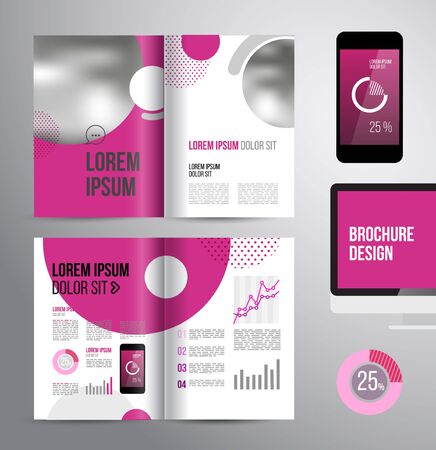 Vector design brochure template with statistic and infographic for business flyer or presentation. Trend design.のイラスト素材