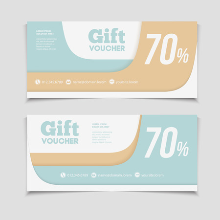 Gift voucher template with amount of discount and Contact Information. For hotel, restaurant, shop or other business.のイラスト素材