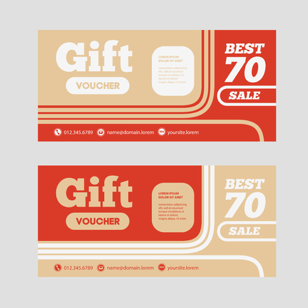 Gift voucher template with amount of discount and Contact Information. For hotel, restaurant, shop or other business.のイラスト素材