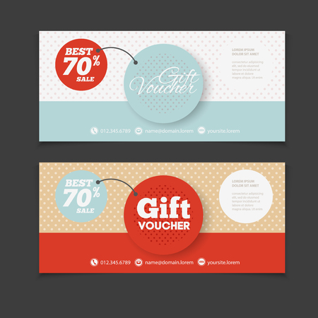 Abstract gift voucher or coupon design template. Voucher design, blank, print design, coupon. Gift voucher vector. Coupon template. Flyer design. Flyer template. Voucher abstract design. Voucher backgroundのイラスト素材