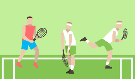 Professional tennis players on the tennis court. Strokes with a tennis racket. Tennis players play tennis. Tennis tournamentのイラスト素材