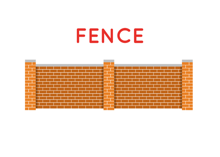 Vector fence illustration. Farm fence. Fence with border. Building fence. Fence element. Flat fence vector illustration. Fence sign.のイラスト素材
