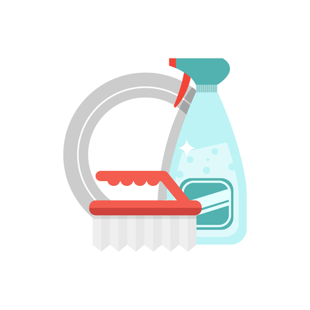 Cleaning equipment vector icon. Detergents on white background. Tool for cleaning vector sign.のイラスト素材