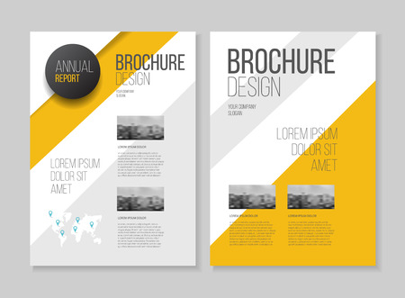 Business Brochure design. Annual report vector illustration template. A4 size corporate business catalogue cover. Business presentation with photo and geometric graphic elements.のイラスト素材