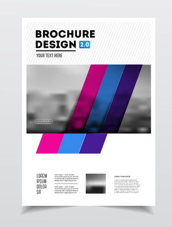 Business Brochure design. Annual report vector illustration template. Flyer corporate cover. Business presentation with photo and geometric graphic elements.のイラスト素材